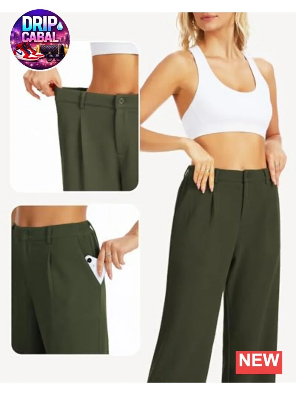 High Waist Wide Leg Dress Pants Stretchy Business Casual Trousers Waffle Knit